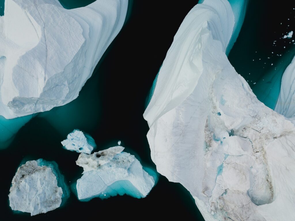 icebergs in water
