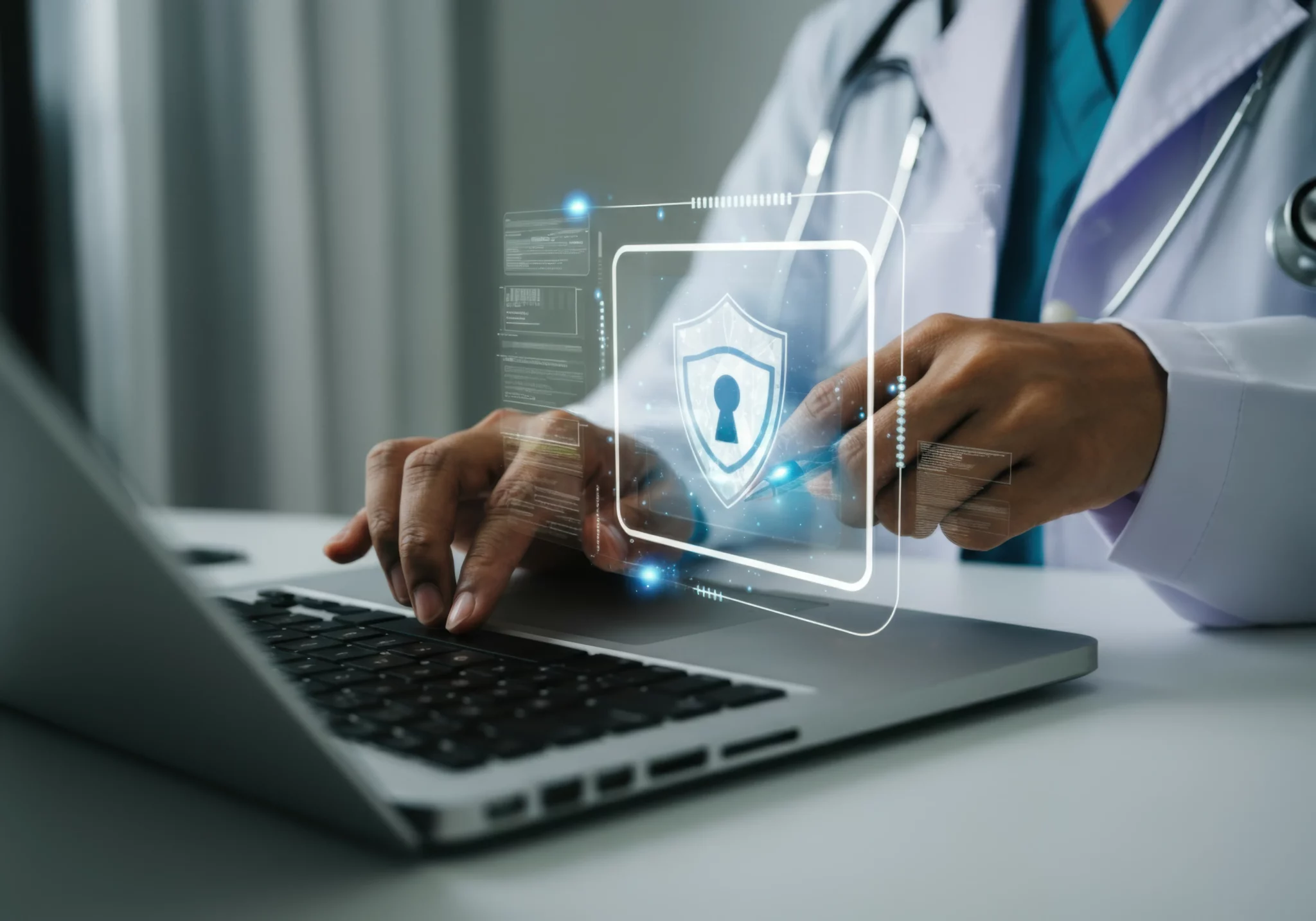 doctor working on laptop